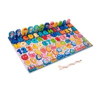 Alomejor Puzzles en Bois pour Les Tout-Petits, Jouets d'apprentissage en Forme de Chiffres avec Jeu de Pêche, Puzzle éducatif Préscolaire pour Les Enfants de 3 4 5 6 Ans (Trafic de Fruits)