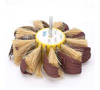 Alomejor Roue de Polissage en Sisal émeri, Roue de Polissage en Sisal Durable pour Polir les Lampes et Enlever les Bavures, Longueur de 150cm, Arbre de 6mm (6 têtes de fleur de en papier de