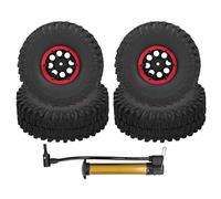 Alomejor Roue de Voiture RC 4 pièces Pneu Gonflable en Caoutchouc de Voiture de Course RC pour Voiture télécommandée RC SCX10 TRX4 1.9in(Rouge)