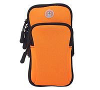 Alomejor Sac de Bras de Sport en Néoprène Confortable Léger Imperméable élastique Antichoc Respirant avec Doubles Poches et Fermeture à Boucle Réglable pour la Course à Pied, Le Cyclisme (Orange)