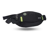 Alomejor Sac de Ceinture en Nylon Léger avec Fermeture à Glissière pour la Course à Pied, Le Cyclisme, la Salle de Sport - Boucle Réglable, Sac Sportif en Plein Air (Black)