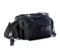 Alomejor Sac de Pêche Sac de Rangement Robuste pour Pêcheurs avec Diviseur Amovible Plusieurs Poches en Sangle Molle en Sangle à Main (Black)