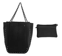 Alomejor Sac de Plage perforé en Néoprène Sac de Transport décontracté pour Le Shopping, à Main Polyvalent et Durable à Usage Quotidien, Néoprène/Tissu tricoté / 1 St (Black)