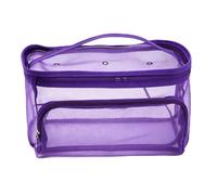 Alomejor Sac de Rangement de Fil avec Trous et Compartiments pour Travaux Manuels - Pochette de Rangement en Maille Respirante pour Fils, Crochets et Marqueurs de Points - 35 X 15 X 19 Cm (Sac en