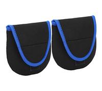 Alomejor Sac de Rangement en Bobine de Pêche Durable en Néoprène, Facile à Ouvrir et à Fermer, Empêcher la Poussière et l'humidité, Un Sac Rangement 2 Pc pour Les Accessoires Pêche, Blue Edge Black
