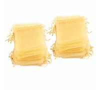 Alomejor Sacs à Bijoux 10x15 Cm Sacs Cadeaux Transparents à Cordon pour Mariage, 100 Pièces en Organza Portables en Maille Cadeaux à Bijoux pour la Décoration de Fête (GOLD)