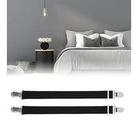 Alomejor Sangles à Clips pour Drap de Lit, Attaches en Acier Durables pour Une Apparence Soignée, 2 Pièces pour Un Usage Domestique (Black)