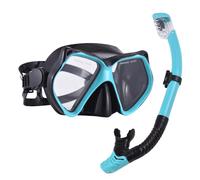 Alomejor Set de Tuba Masque de Tuba Sec pour Natation Lunettes de Valve de Purge Haute Claire et Ensemble de Adultes pour Snorkeling PC PVC Silicone Noir 1 Set (Bleu Noir)