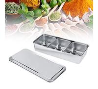 Alomejor Stainless Steel 3-Grid Seasoning Jar Set