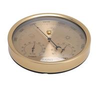 Alomejor Station de Cadran Météo Baromètre 3 en 1 pour Usage Domestique et Bureau, Compteur de Température et Hygromètre à Cadran doré élégant, Alliage D'aluminium Durable, 5,12 Pouces