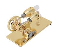 Alomejor Stirling Engine - Modèle de Lumière LED, Jouet éducatif pour Enfants, Projet Scientifique, Plaque de Base CNC, 6,9x3,7x4,5 Pouces, Alliage D'aluminium, Verre (Gold)