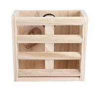 Alomejor Support à Herbe en Bois pour Lapin, Mangeoire Suspendue Durable pour Chinchilla, Cochon d'Inde, Fournitures pour Animaux de Compagnie de Haute qualité, Couleur Bois Naturel 6.30x3.15x5.91