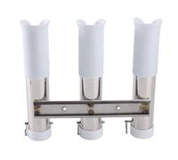 Alomejor Support de Canne à Pêche pour Bateau en Acier Inoxydable, Support de Tubes à 3 Tiges avec Manchon en PVC pour Bateaux de Pêche Marins, Camions, Yachts