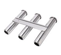 Alomejor Support de Canne à Pêche, Support Marin à 3 Tubes en Acier Inoxydable avec Conception de Fuite pour la Pêche en Bateau et en Yacht