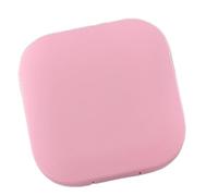 Alomejor Support de Lentilles de Contact carré Anti-Fuite et Anti-poussière avec Miroir pour Voyage, Matière Plastique Robuste, Parfait pour Le Remplacement des Lentilles de Contact (Pink)