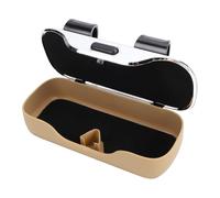 Alomejor Support de Lunettes de Soleil de Voiture, étui de Rangement de Protection Peu Encombrant avec Mécanisme de Dégagement de Presse pour Pare-Soleil de Voiture, Intérieur floqué (Beige)