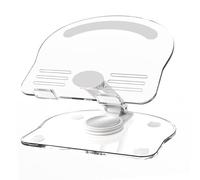 Alomejor Support de Tablette Réglable en Acrylique Transparent, Support Rotatif à 360 Degrés pour Bureau ou Voyage 15.5x12.5cm (White)