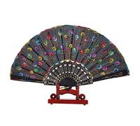 Alomejor Support Décoratif en Bambou pour éventails Chinois, Présentoir Rétro pour éventails Pratiques, Exposition de Mariage, Fête à Domicile, Matériau en Bois (Rouge foncé)