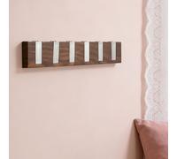 Alomejor Support Mural à Crochets de Porte en Faux Bois, Organisateur Adhésif Fort pour Chambre à Coucher, Couloir et Cuisine (Couleur Noyer)