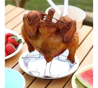 Alomejor Support Vertical pour Rôtissoire à Poulet en Acier Inoxydable avec Plateau, épais et Portable pour un Délicieux Poulet Entier, adapté pour le Camping en Plein Air