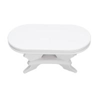 Alomejor Table Basse Miniature de Poupée, Birch Birch Blanc Meuble Miniature Ovale pour la Décoration et Les Collectionneurs du Modèle