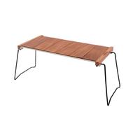 Alomejor Table de Camping, Table Portable Pliante avec Plateau en Bois et Cadre en Acier Inoxydable pour Le Camping, Les Pique-niques et Les Barbecues
