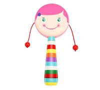 Alomejor Tambour à Crécelle en Bois, Jouet Musical à Main for éveil Sensoriel et Jeu éducatif (PINK)