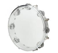 Alomejor Tambour à Main à tonalité Réglable, Double Rangée de Percussions Légères en ABS pour les Concerts D'église, Tambourin Portatif à Cloche en Métal de 10 Pouces (clair)