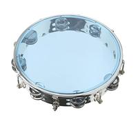 Alomejor Tambour à Main à tonalité Réglable, Double Rangée de Percussions Légères en ABS pour les Concerts D'église, Tambourin Portatif à Cloche en Métal de 10 Pouces (BLUE)