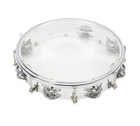 Alomejor Tambour à Main à tonalité Réglable, Double Rangée de Percussions Légères en ABS pour les Concerts D'église, Tambourin Portatif à Cloche en Métal de 10 Pouces (clair)