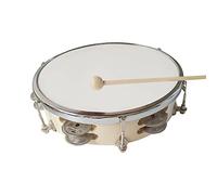 Alomejor Tambourin de 8 Pouces, Instrument de Percussion à Tambour à Main en Bois avec Jingles à Double Rangée, pour Enfants Adultes, éducation Précoce et Jeu de Musique