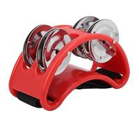 Alomejor Tambourin Jingle Foot Bell avec Sangle en Nylon élastique, Percussion Elliptique, Corps en Plastique ABS en Métal, Compact et Léger, pour Percussion Cajon Box Drum (rouge)