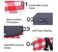 Alomejor Tapis de Pique-Nique Imperméable et Portable avec Sac de Rangement et Sangles de Transport pour Le Camping Familial et Les Pique-niques | 6 Personnes | Fibre Acrylique Indéchirable + Mousse