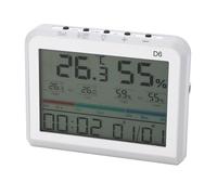Alomejor Thermomètre D'ambiance avec Affichage de la Date et de L'horloge, Compteur de Température Intérieure Numérique pour le Bureau à Domicile, Jauge de Température et d'humidité pour Serre