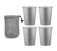 Alomejor Ti Cup Tasse de Camping en Titane Pur 320 Ml Gobelet à Whisky 8,4 X 8,4 X 10,2 Cm Verres Portables Légers pour le Camping Randonnée Jus de Voyage Boissons Froides (4PCS)