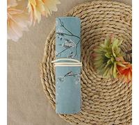 Alomejor Trousse à Crayons de Grande capacité de Style Rétro Chinois, Sac de Rangement D'antiquités en Lin Exquis pour étudiants et Artistes, Grue Dansante (Fleur Simple)
