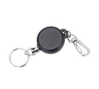 Alomejor Yanmeer Portes-clés Enrouleur Porte-clés Rétractable en Acier Inoxydable de 60 cm avec Attache Ceinture Mousqueton et Ressort Noir