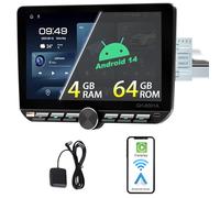 Alondy 1 DIN Android 14 (4G+64G) Autoradio avec écran (10,1") Compatible avec Wireless Apple Carplay Android Auto Radio AM/FM RDS Bluetooth Navi GPS WiFi Type-C USB Mirror Link
