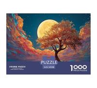 Alone Tree Stands on The Water 1000 Pcs Carton Extra-épais Coffret De Puzzles Oil Painting Style Tree Stimulant Et Éducatif Jeu Familial Puzzles pour Adultes Et Enfants 52x38cm/1000pcs