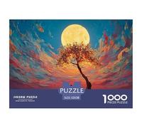 Alone Tree Stands on The Water 1000 Pièces Carton Extra-épais Coffret De Puzzles Oil Painting Style Tree Stimulant Et Éducatif Jeu Créatif Puzzles As Birthday Gifts 52x38cm/1000pcs