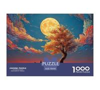 Alone Tree Stands on The Water 1000 Pièces Carton Extra-épais Lot de Puzzles Oil Painting Style Tree Stimulant Et Éducatif Jeu Créatif Puzzles As Birthday Gifts 70x50cm/1000pcs