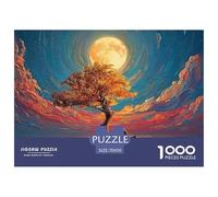 Alone Tree Stands on The Water 1000 Pièces Carton Premium Lot de Puzzles Oil Painting Style Tree Anti-Stress Jeu Créatif Puzzles As Birthday Gifts 70x50cm/1000pcs