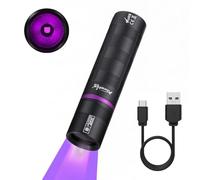 Alonefire SV135 Lampe Torche UV LED 365nm Petit USB C Rechargeable Mini Lampe Ultraviolet Lumiere Noire Détecteur D'urine pour Fluoresceine, Scorpion, Minéraux, Ambre avec Batterie Intégrée