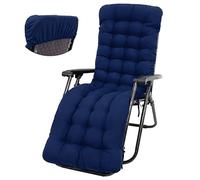 Alongen Coussin De Chaise Longue Bain De Soleil, Coussin Transat Jardin Extérieur Antidérapant Avec Sangles Élastiques Pour Terrasse, 170 X 50 Cm (Bleu)