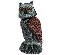 Alongen Decoy Épouvantail anti-oiseaux avec tête rotative à 360° Faux chouette Simulation oiseau dissuasion contre les pigeons pour jardin, terrasse, balcon (1 pièce)