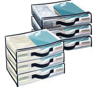 Alongen Lot de 6 sacs de rangement transparents avec poignée renforcée pour vêtements, couvertures, pulls, draps de lit, couettes, oreillers - Fermeture éclair pour placard et organisation du linge