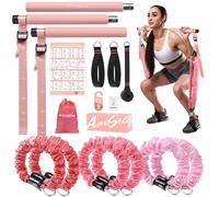 ALongSong Elastiques de Musculation Barre de Pilates avec 6 Bandes de Résistance Élastique 180LBS ou 240LBS Ancrage de Porte Réglable Amovible pour Sport Maison Fitness Yoga Étirement Squat