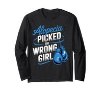 Alopecia Warrior Strong Girl Empowerment Awareness Bleu Manche Longue
