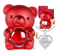 Aloskart Ours Rose Eternelle avec Bijoux Cachée, Cadeau Saint Valentin pour Femme, Ourson Rose Eternel avec Collier, Cadeau Anniversaire Femme, Cadeaux Fête des Mères Maman et Noël