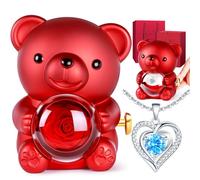 Aloskart Ours Rose Eternelle avec Bijoux Cachée, Cadeau Saint Valentin pour Femme, Ourson Rose Eternel avec Collier, Cadeau Anniversaire Femme, Cadeaux Noël et Fête des Mères pour Maman